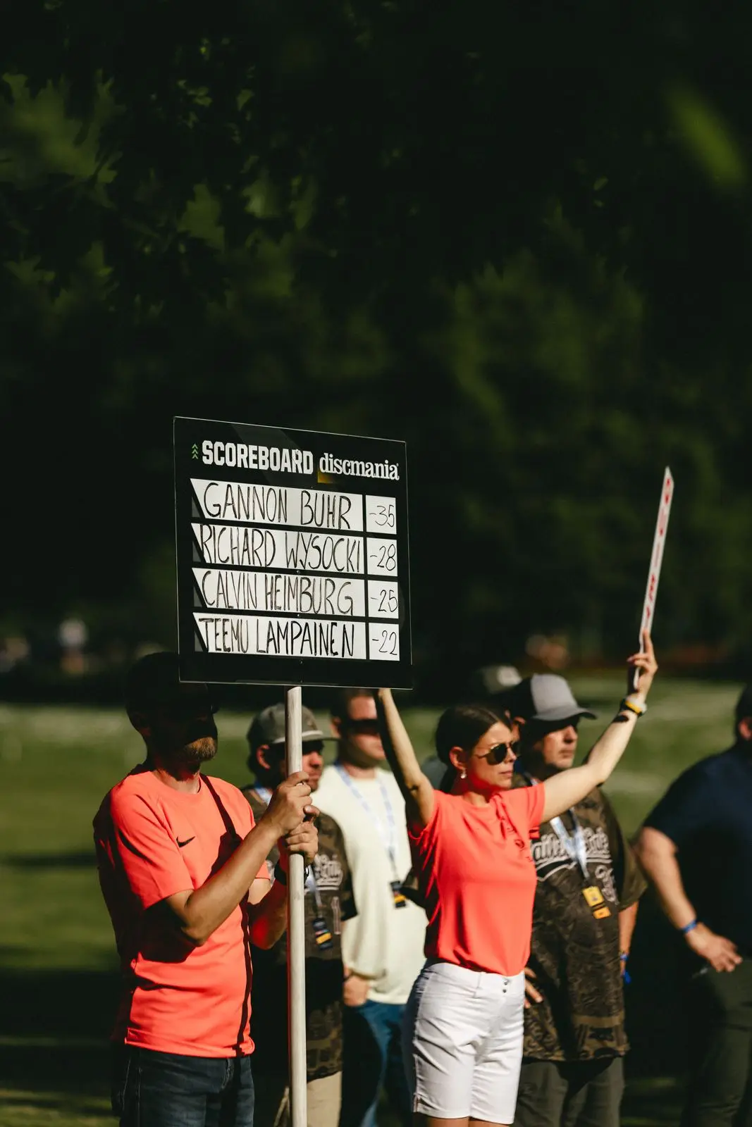 Scoreboard carried on the course